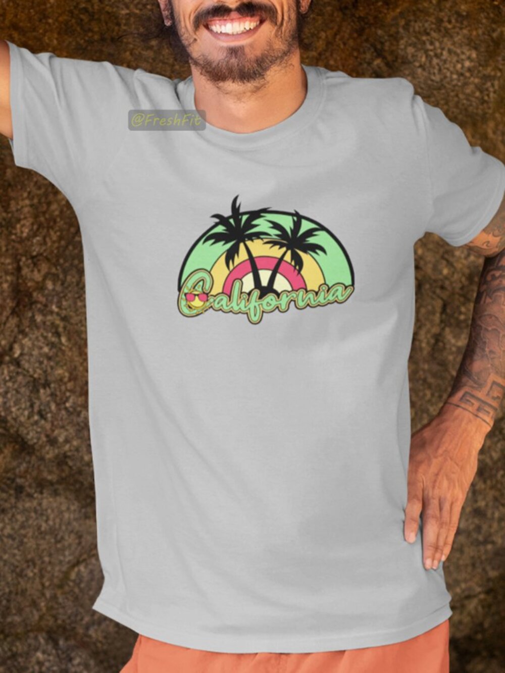 🆕California Retro Gray T-Shirt Graphic Tee
